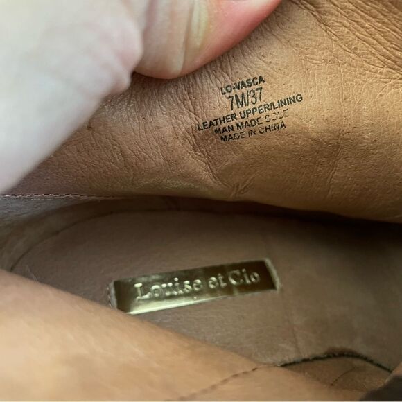 LOUISE ET CIE LO-VASCA BROWN SUEDE & LEATHER HEEL SIDE ZIP ANKLE BOOTS SZ 7M/ 37 - Picture 6 of 9